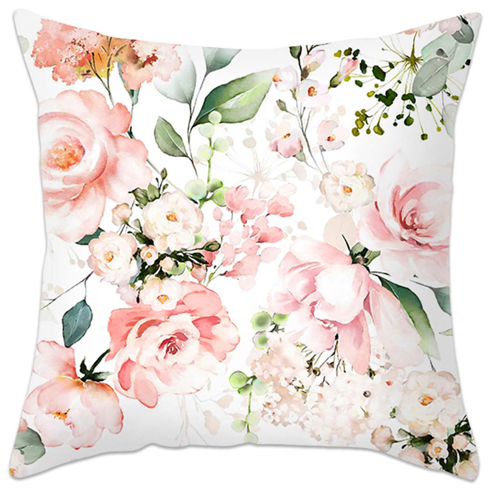 Betadistor Set of 4 Decorative Cushion Covers Red 18x18 Inches Big Flowers Pillow Covers 45cm x 45cm Square Pillowcases for Furniture Garden Living Room Red Flowers - Image 4