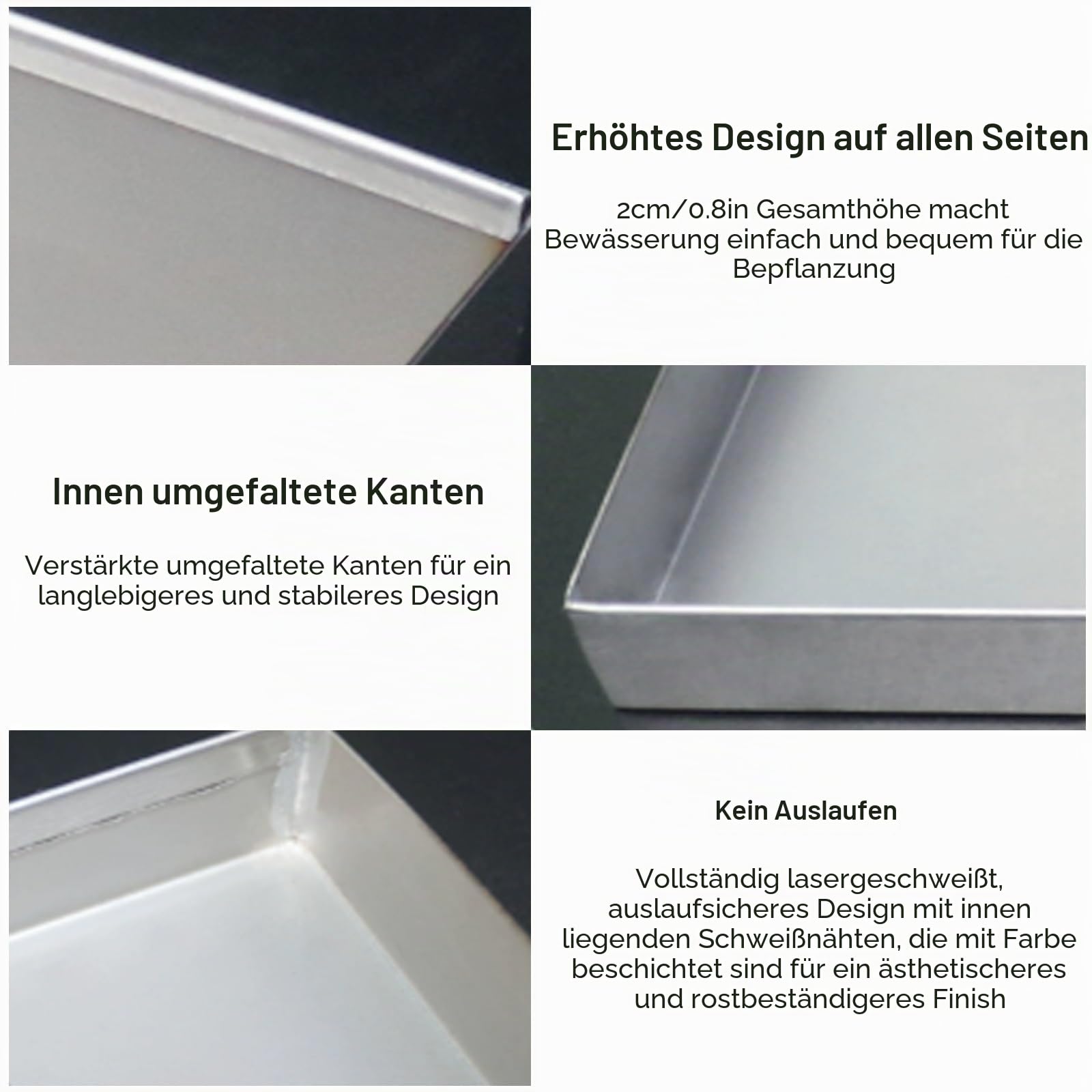 Ölauffangwanne, Edelstahl-Auffangwanne, Hundekäfig Wanne, Auslaufsichere Blumentopf-Wasserauffangwanne, für Waschmaschine, Mini-Kühlschrank, Klimaanlage(Silver,60x20x2cm/24x8x0.8in)