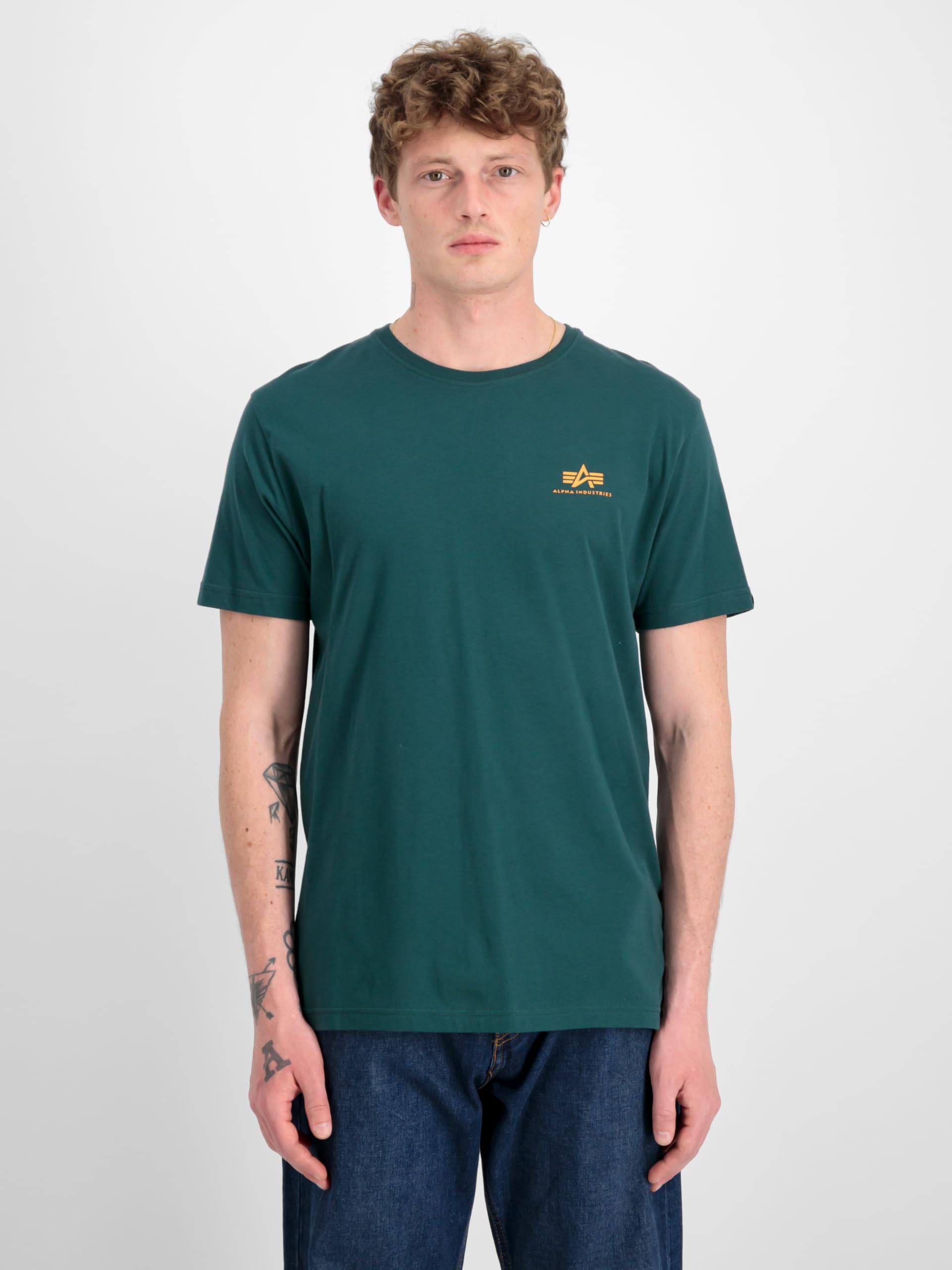 Alpha Industries Herren Backprint T, Force Green, L – Ansicht 6