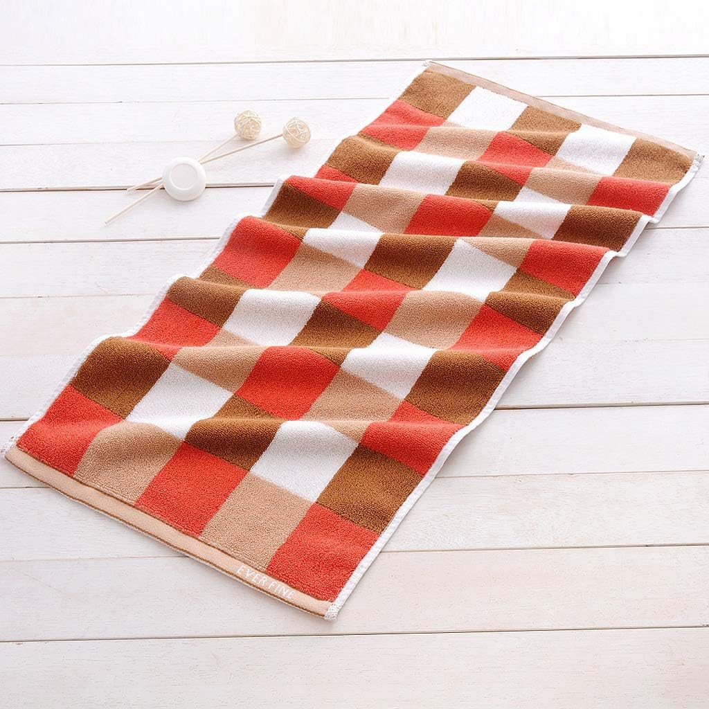 Plaid Pattern Face Towel Cotton Bath Towel Bathroom Towel for Home Hotel Hand Towel 35x75cm(E)