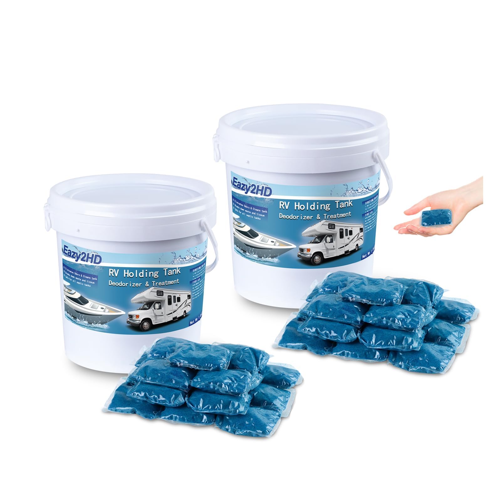 Eazy2hD 100 Packs RV Toilet Treatment, Black Water Holding Tank Deodorizer