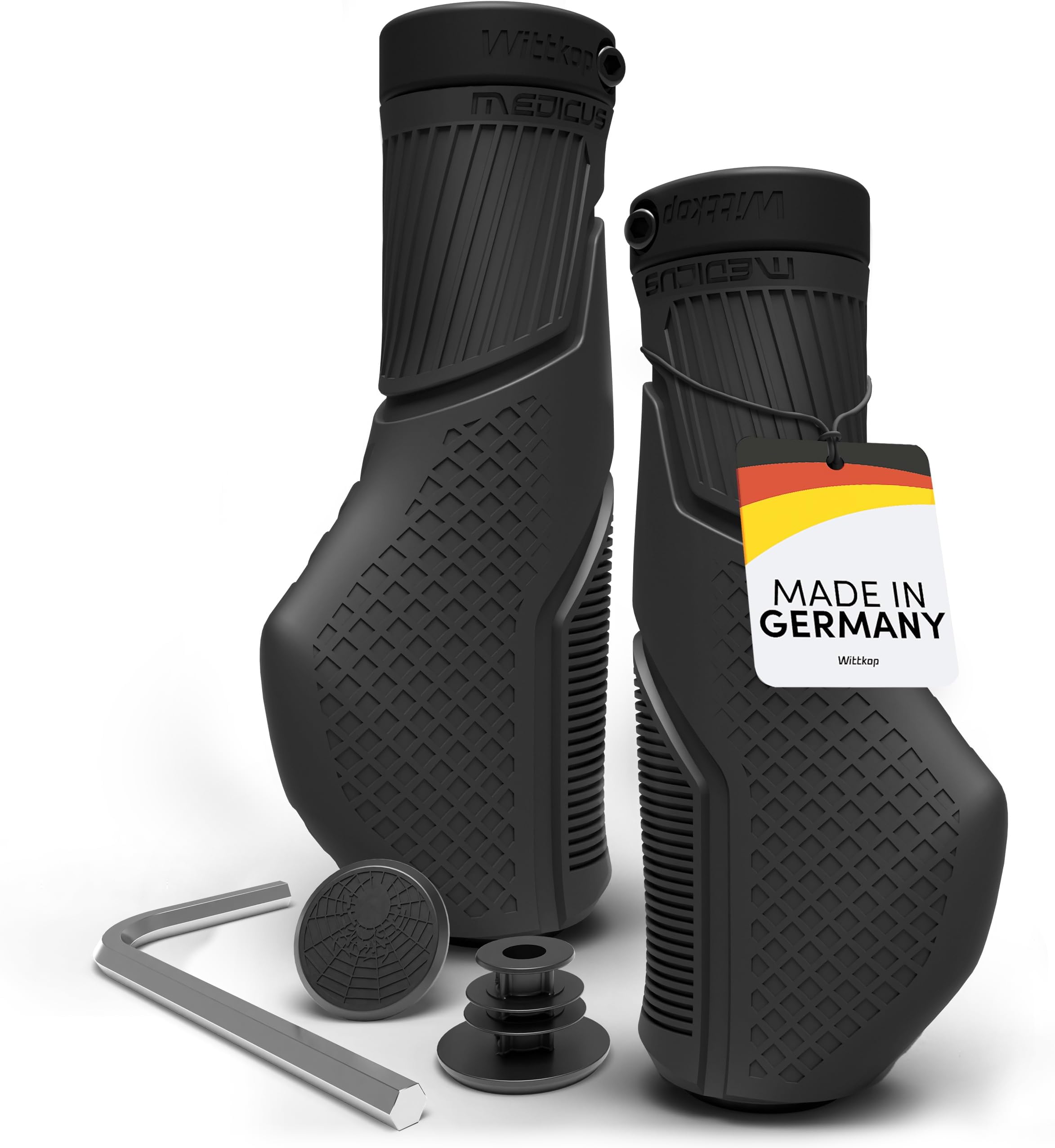 Wittkop Bicycle Grips with Innovative Multi-Zone Design, Made in Germany, Ergonomic Design with Non-Slip Effect Including Comfort & EFC Zones for Optimised Grip & Comfort, Bicycle Grips Handlebar