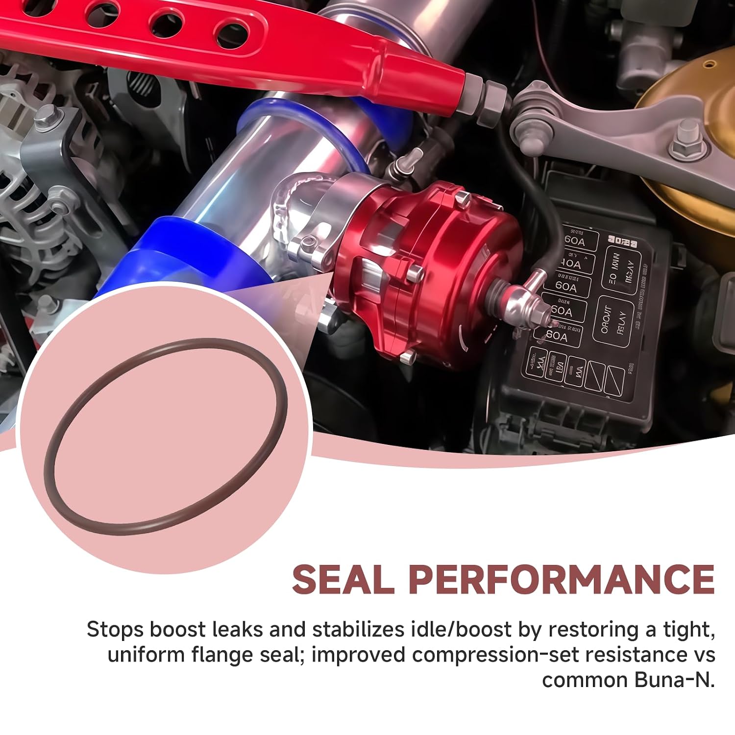 2Pack 57x2.5mm O-Ring Seal Compatible with TiAL Q 50mm BOV Also Compatible with Turbosmart Raceport Blow Off Valve Replacement for Turbocharger Pressure Relief System
