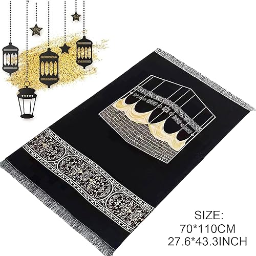 Miniatura 4 de Alfombra de oración musulmana con cuentas para islam y oración con diseño Kaabe, caja cilíndrica para regalo de Eid Ramadán, juego islámico Carnal