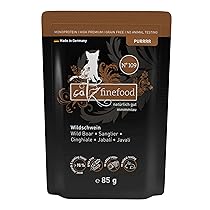 catz finefood Purrrrr Selvatico Monoprotein cibo umido per gatti N° 109, per gatti sensibili alla nutrizione, 70% carne, 16 sacchetti da 85 g