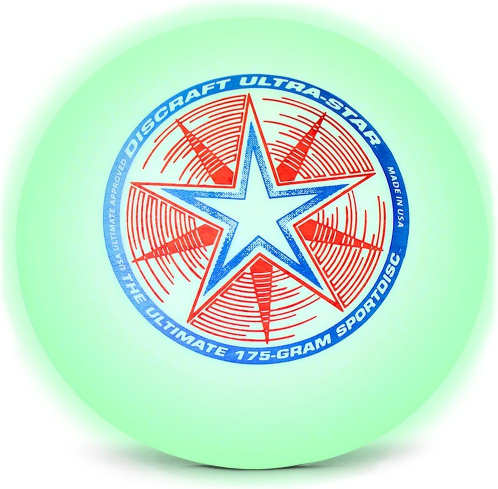 Discraft Ultra-Star 175g Ultimate Disc + Free Mini Frisbee + Ultimate Disc Sticker (USA Ultimate Approved) - Glow : Sports & Outdoors