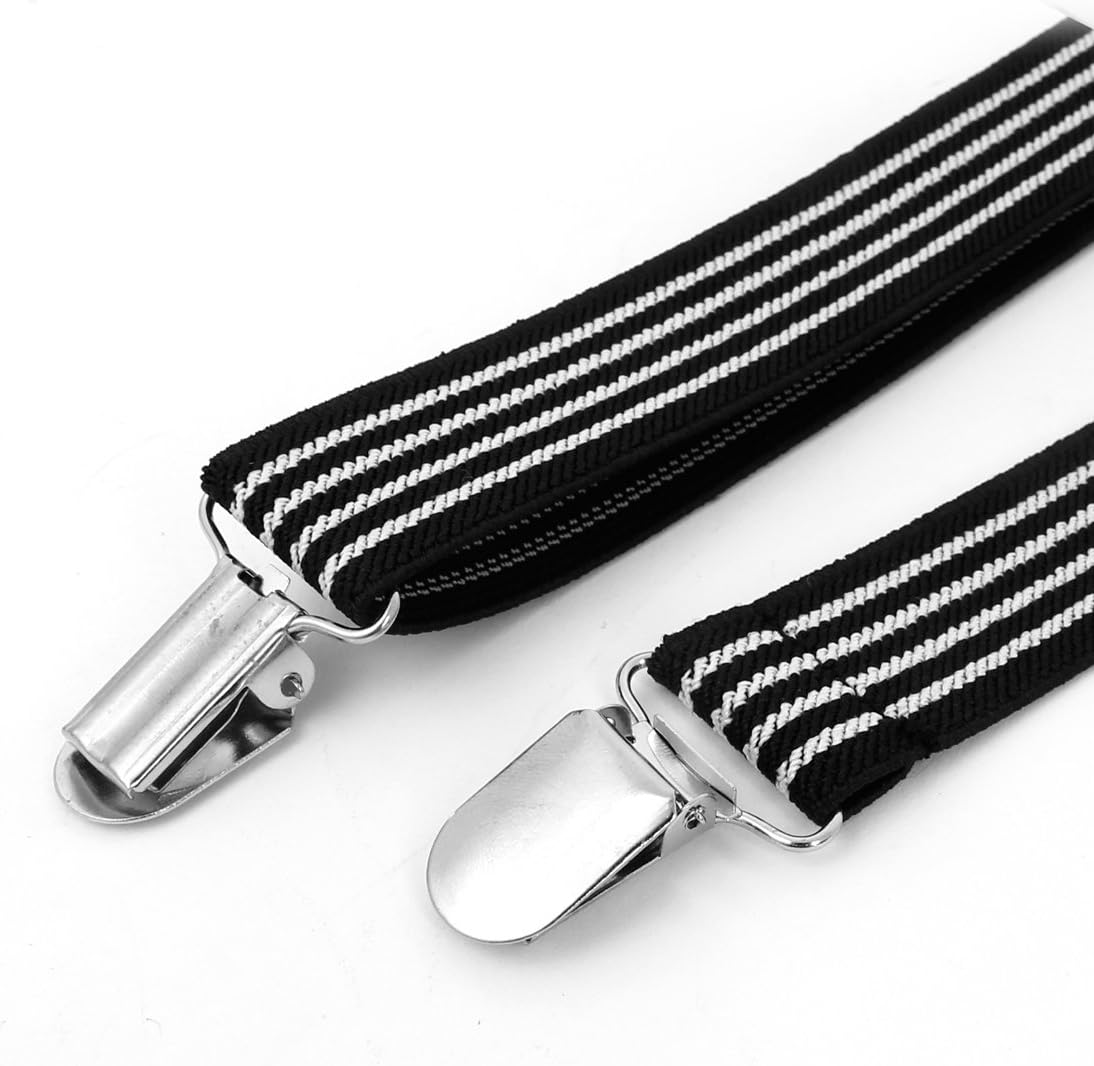 Allegra K Men's Elastic Clip-On Adjustable 1 Inch Wide Y Back Stripes Suspender - Image 2