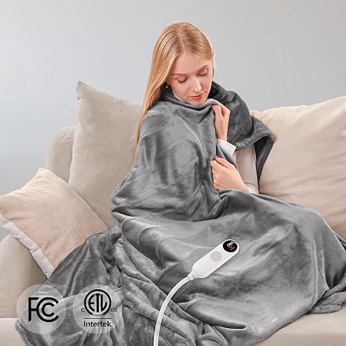 Aocktobar Manta eléctrica con calefacción apagado automático de 1 a 8 horas y 6 niveles de calefacción con protección contra sobrecalentamiento