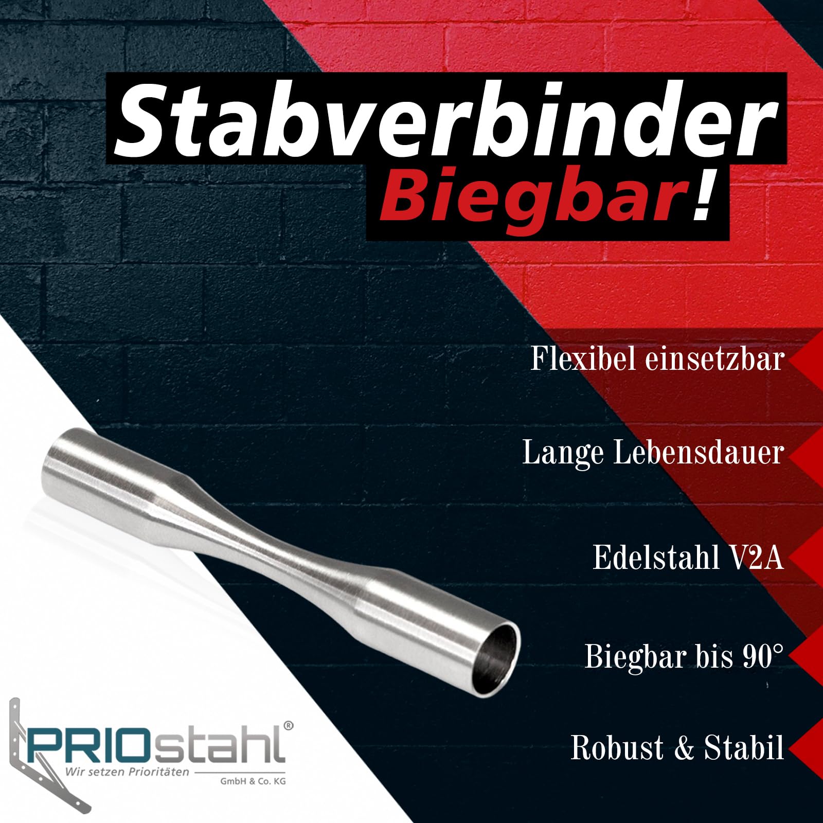 PRIOstahl Connettore flessibile asta di riempimento Ø 10 mm per ringhiere scale balcone terrazza