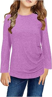 New 2023 Toddler Girls Tunic Tops Crewneck Ultra Soft Solid Color Long Sleeve Casual Pullover Sweatshirt with Side Buttons Long Sleeve Tops for Toddler Girls