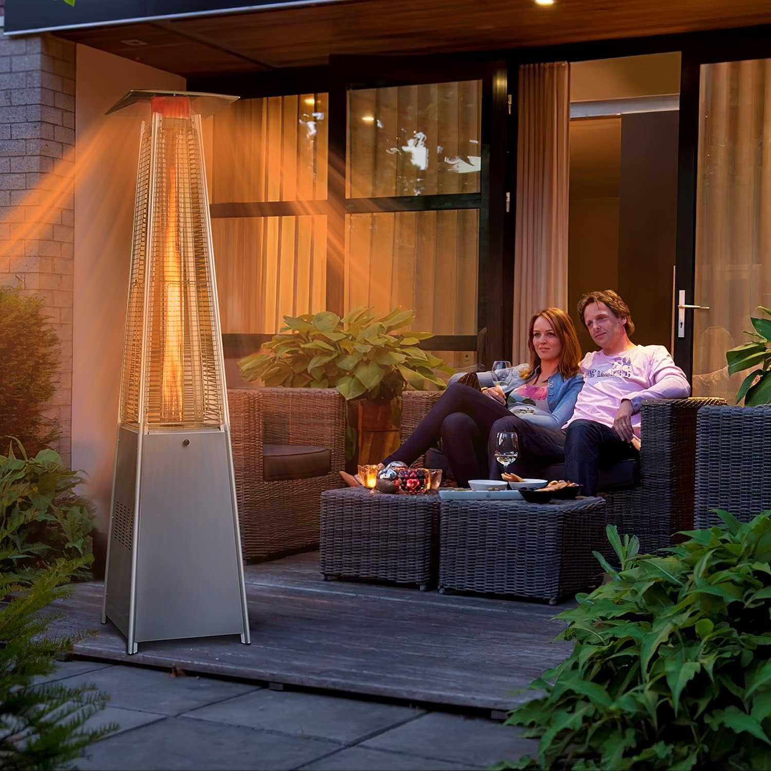 LAUSAINT HOME 2022 Propane Patio Heater with Waterproof Cover for Outside,45,000BTU Pyramid Outdoor Heater Quartz Glass Tube Flame Heater for Backyard Garden Decoration : Patio, Lawn & Garden