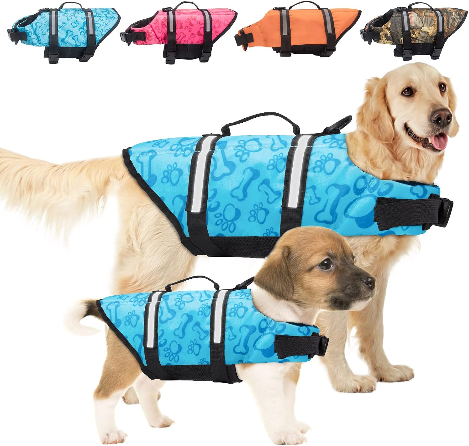 Dog Life Jacket Dog Life Vest, Adjustable Dog Swimming Vest with Reflective Stripes, Dog Lifesaver Pet Life Preserver Pet Swimming…