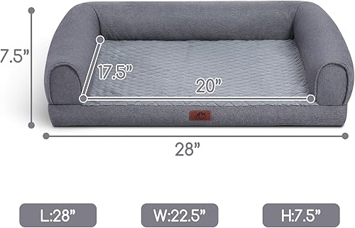 Miniatura 2 de Hollypet Cama ortopédica para perros medianos, sofá de espuma de apoyo para mascotas con funda extraíble lavable y parte inferior antideslizante,