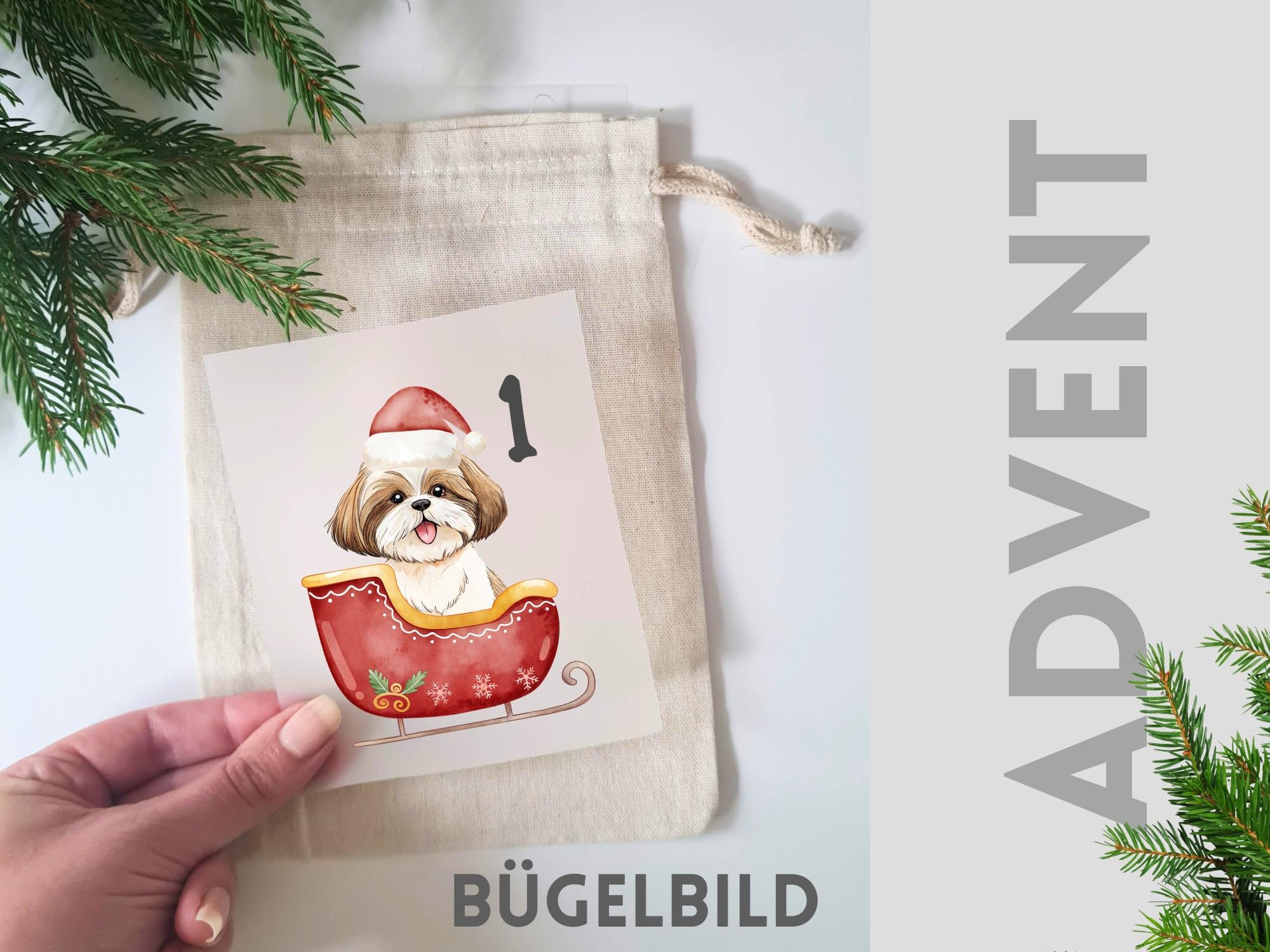 GRAZDesign Hunde-Adventskalender – 24 Stoffbeutel 15 x 20 cm