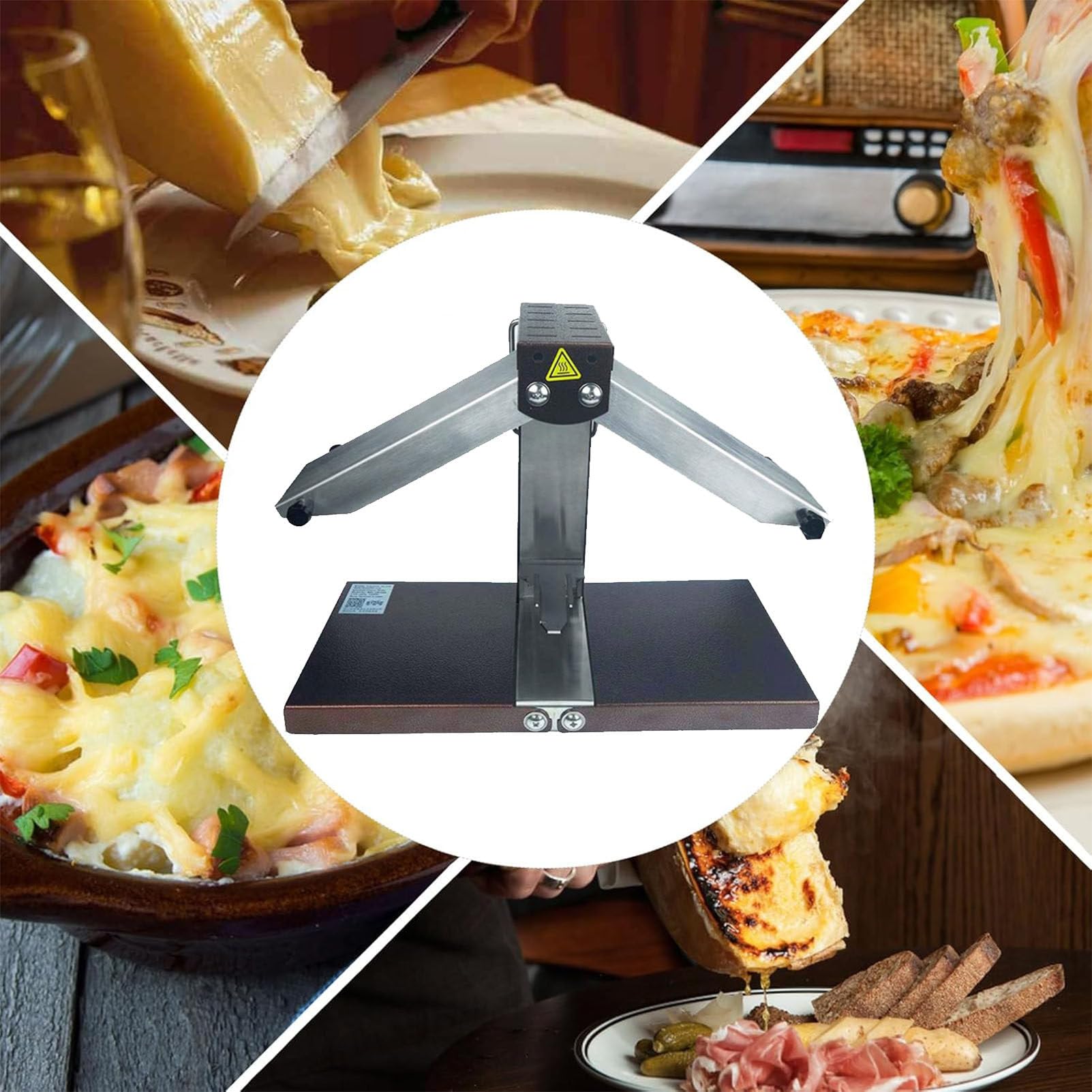 Raclette Cheese Melter – komercyjna elektryczna maszyna do połowy sera, regulowany kąt, stal nierdzewna, szybkie podgrzewanie do topienia sera