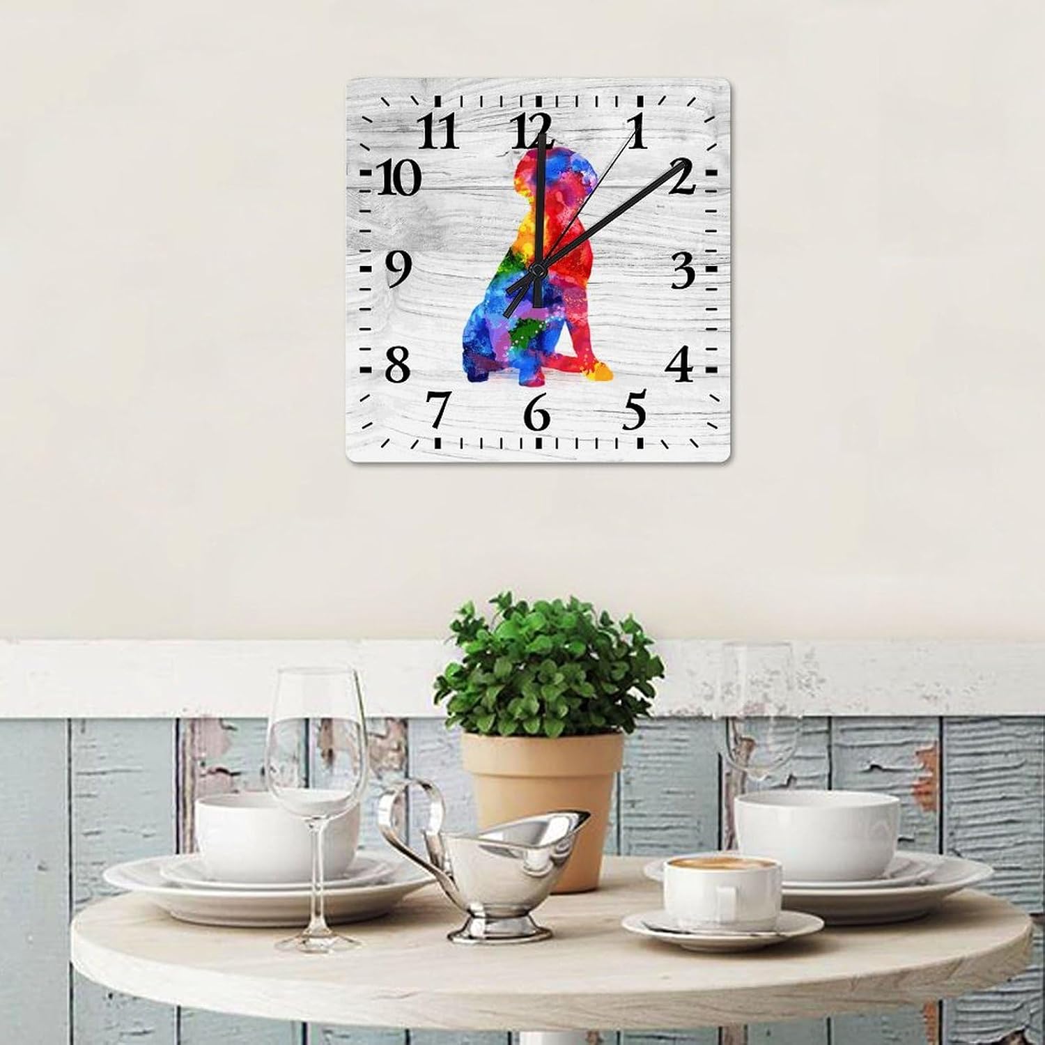 Golden Retriever Wall Clock Dog Mom Gift Wooden Wall Clocks Battery Operated 15 Inch Non-Ticking Retro Cabin Wall Decor for Kitchen Bedroom Living Room Office