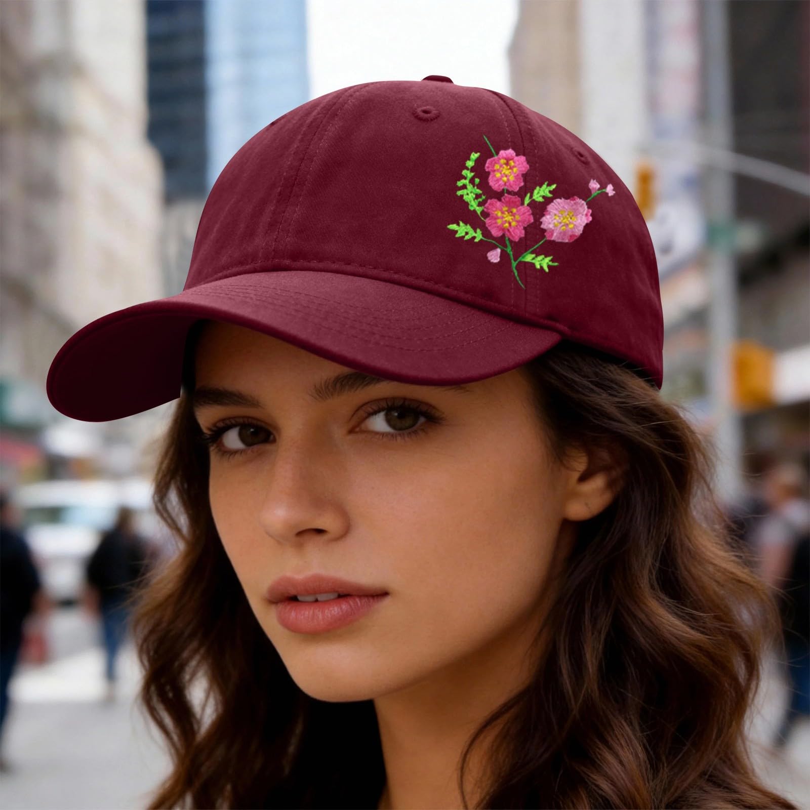 Generisch Gorra de béisbol con estampado floral bordado a mano para hombre