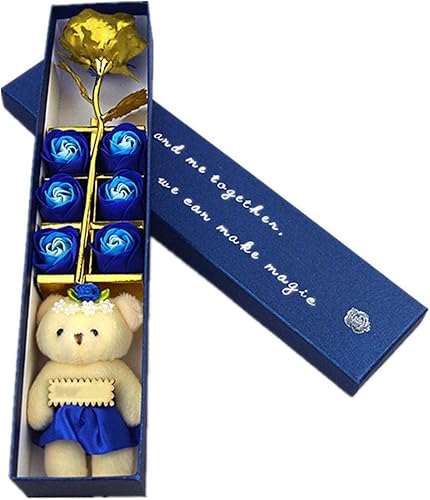 Graywhsky Arco de flores artificiales para el día de San Valentín chapado en oro rosa para aniversario color azul talla única