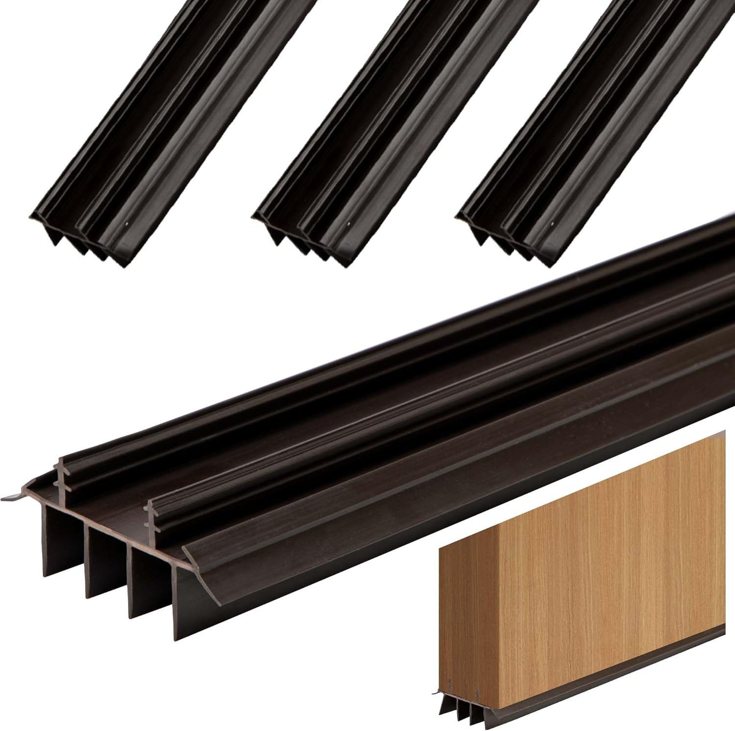 4 Pcs 36 Inch Vinyl Replacement Door Bottom,1-3/4 Inch Wide Replacement Door Bottom with Vinyl Fins,Vinyl Replacement Under Door Seal for Weather Stripping Door Insulation