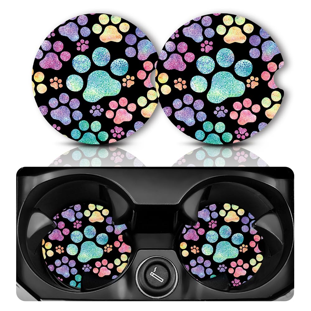 Yonlevres Car Coasters for Cup Holders，2.75" Anti Slip Rubber Mat with A Finger Notch, 2 Pack Car Cup Holder Coasters for Car Interior Accessories for