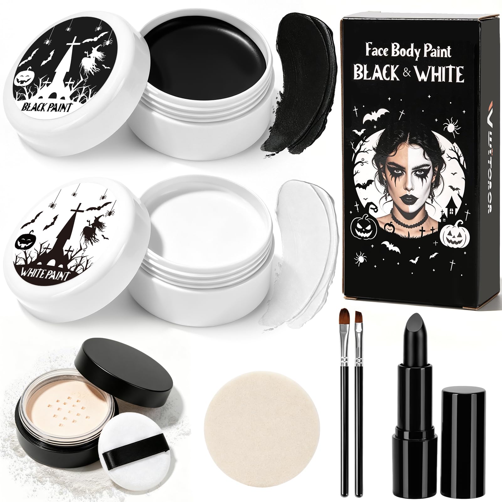 Black & White Oil Face Body Paint Halloween Cosplay Makeup Accessories