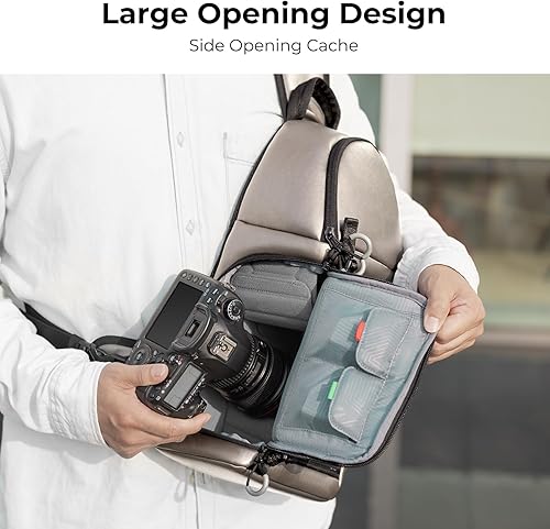 Miniatura 4 de K&F Concept Bolso bandolera para cámara de uso diario, bolso cruzado impermeable, mochila para cámara, bolsa de fotografía, plateado, Moda