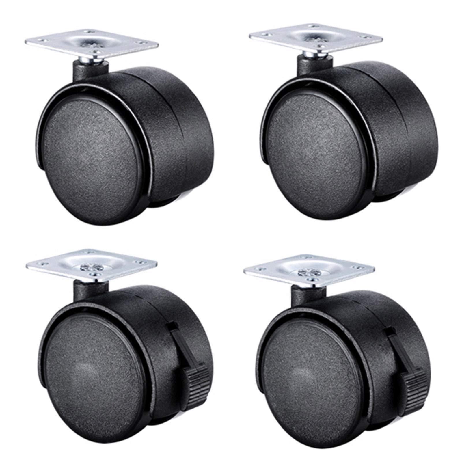 Jolan Ruedas Para Muebles,Ruedas De Nailon Con Freno,Ruedas Para Cuna ,Diámetro:40/50Mm,Ruedas Silenciosas Negras,Rotación Universal,4 Uds,2 Brakes + 2 No Brakes,40mm
