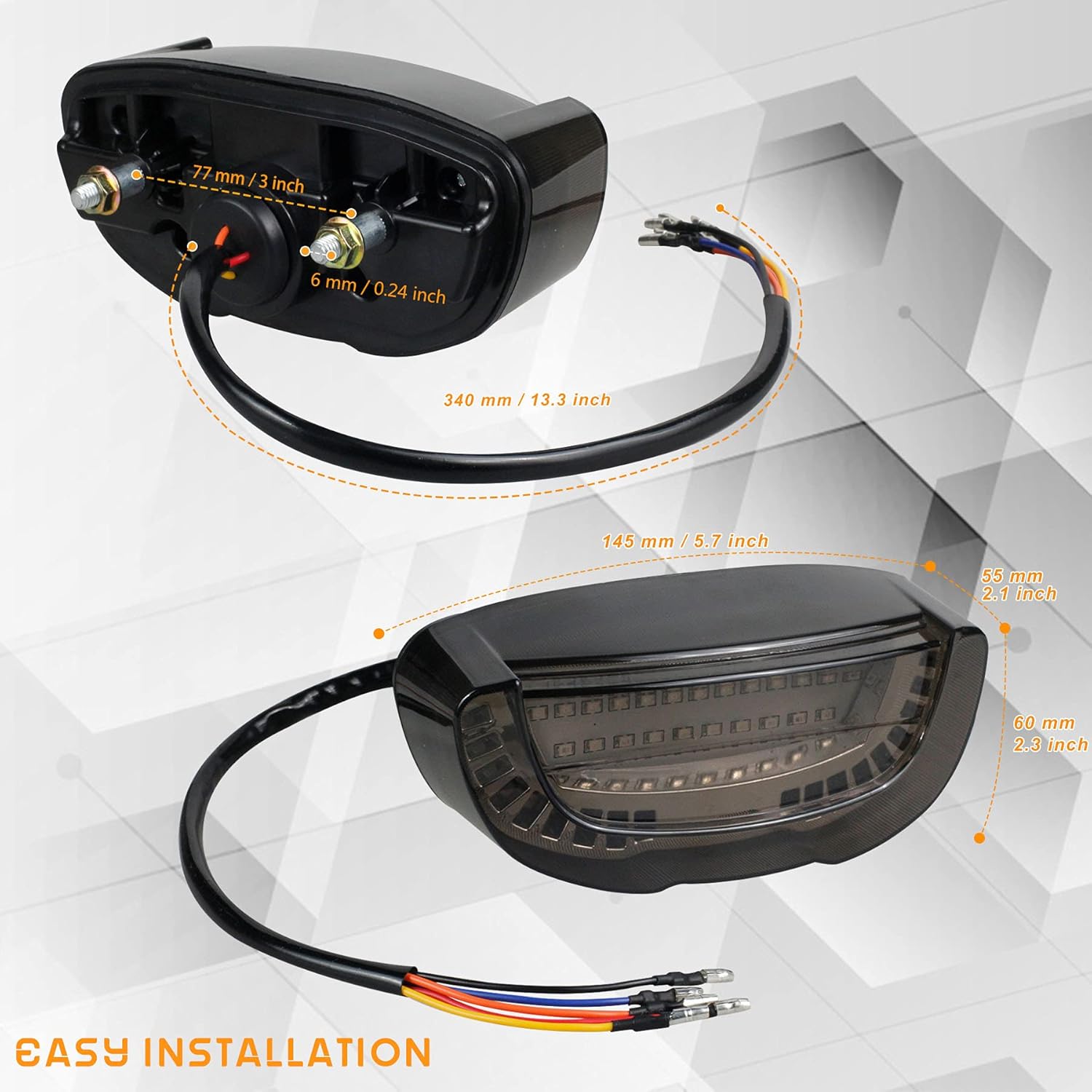 Motorcycle Brake Tail Light Integrated Turn Signals Compatible with Honda Suzuki Yamaha ATV Cruiser Sportbikes Touring Dirt Bike Standard Street Bikes