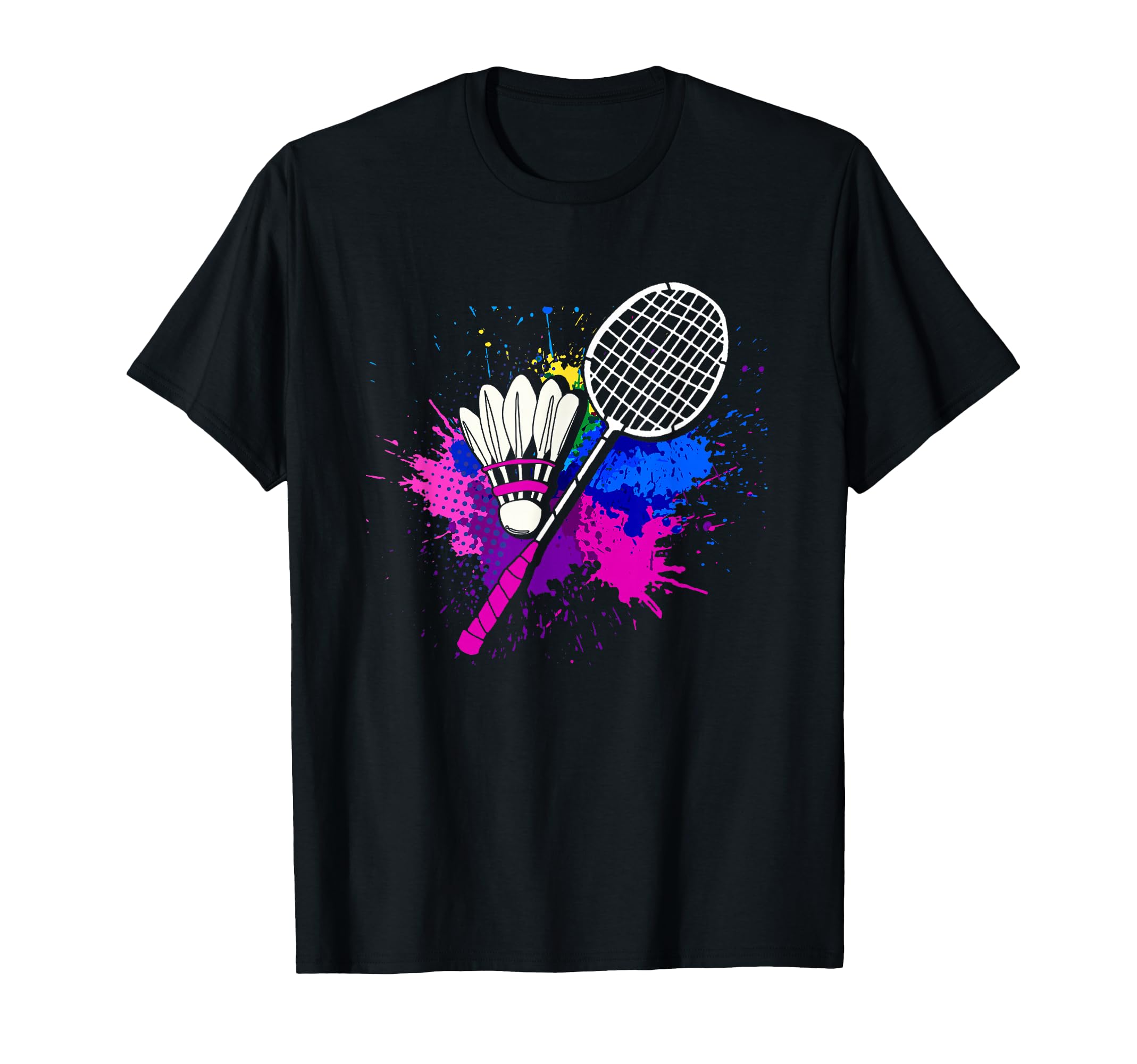 Colorful Shuttlecock Racket | Badminton Player T-Shirt