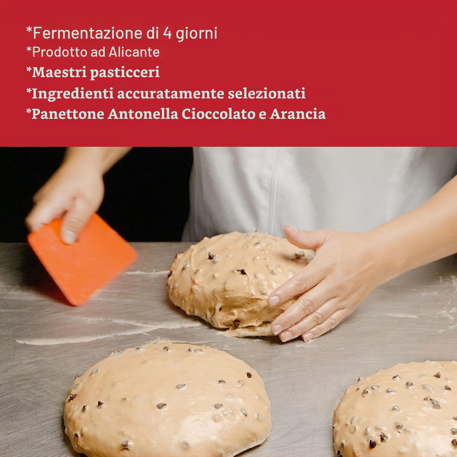 Panettone Antonella Cioccolato & Arancia 600 g | Panettone Artigianale al Cioccolato e Arancia Senza Conservanti Né Coloranti | Dolce Natalizio con Lievito Madre | Ricetta Tradizionale
