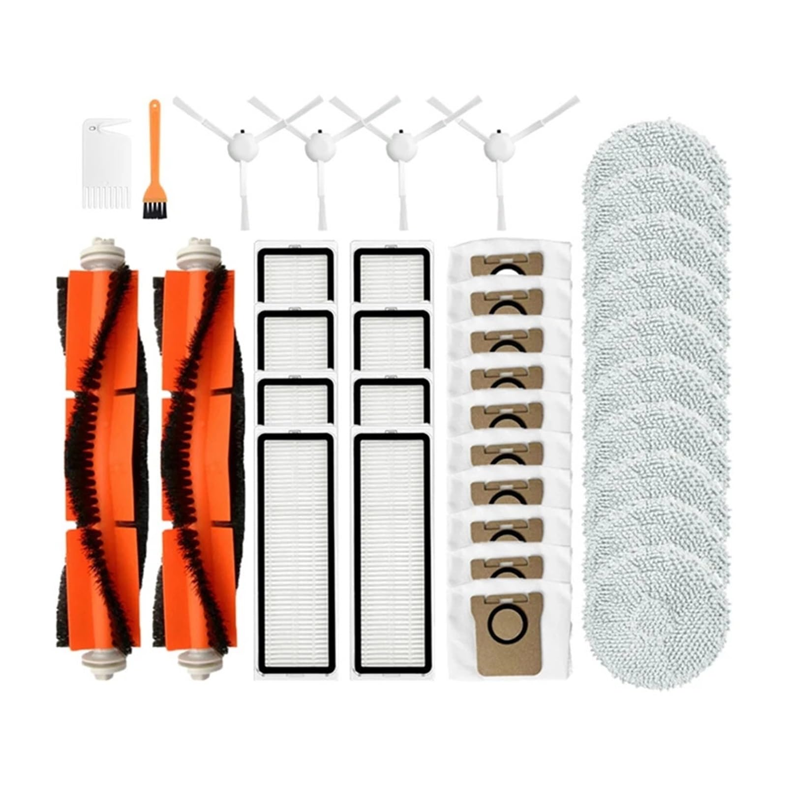 SteFik Accesorios de Repuesto for Filtro de Cepillo Lateral Principal y paño de fregona. Compatible con aspiradora robótica XIAOMI Mijia B101CN (Color : 34pcs)