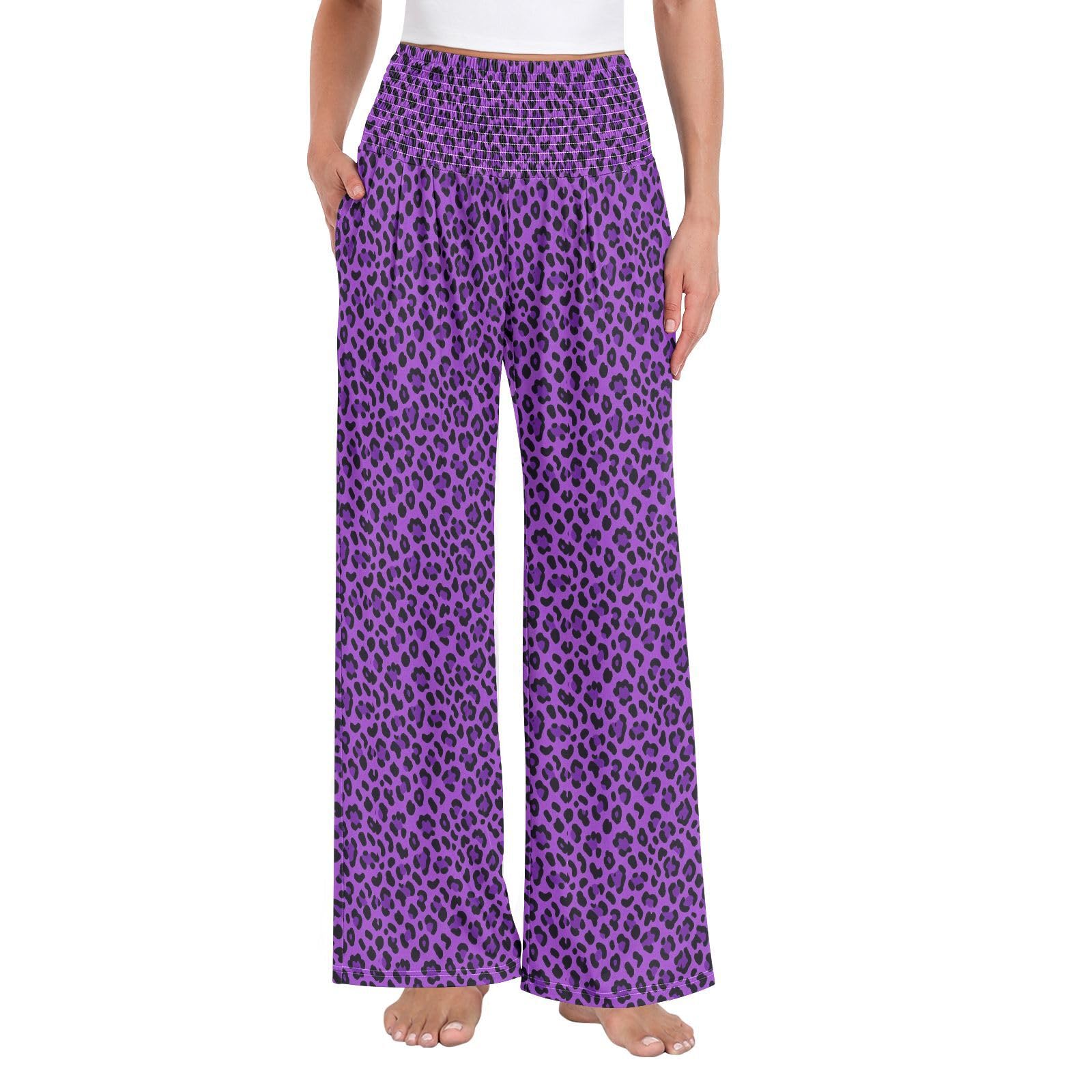 Pantalon large léopard violet extensible fini les tailles serrées - 8