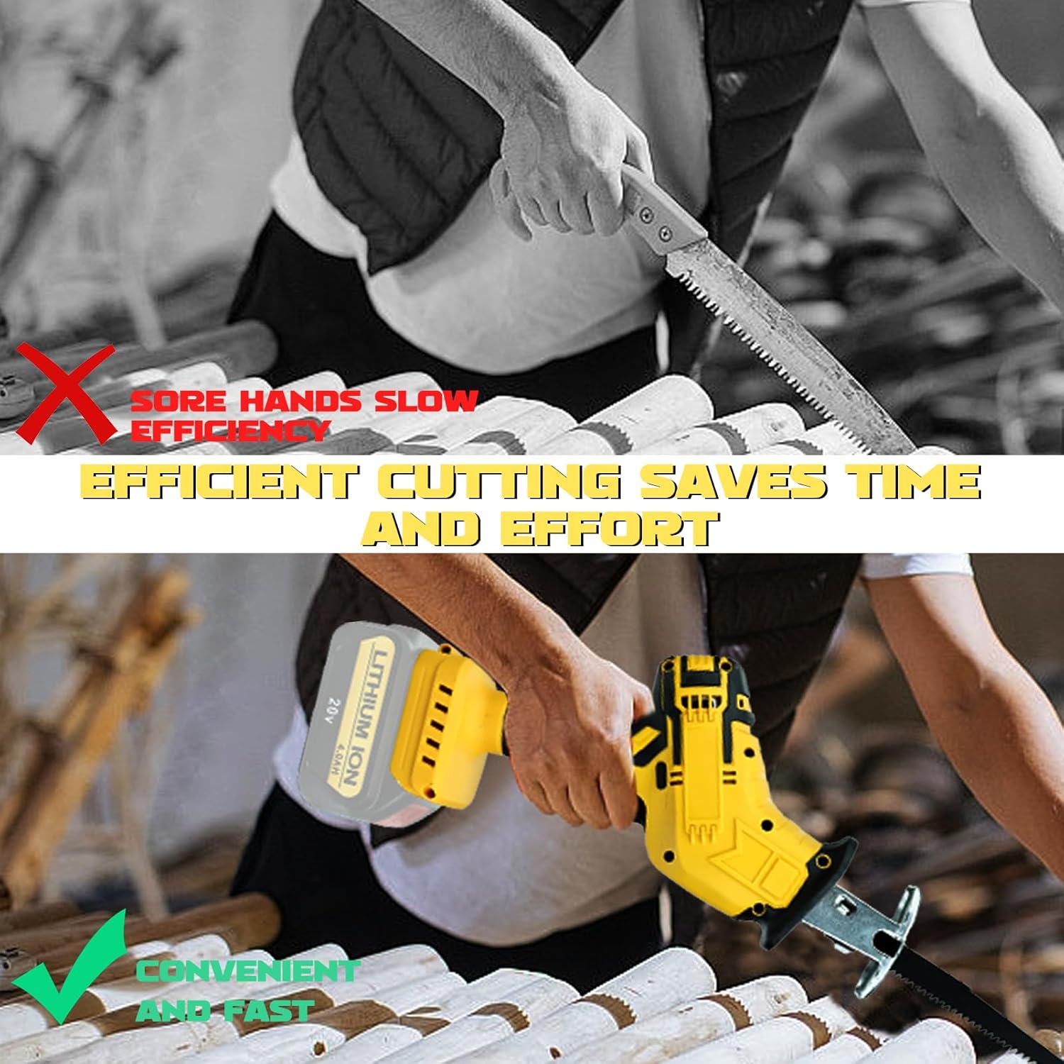 Cordless Reciprocating Saw for Dewalt 20V max reciprocating saw,Recipro Saw 0-3000SPM Variable Speed,4 Saw Blades,Tool-free Blade Change Chainsaw for Cutting Wood/Metal/Plastic(No battery)