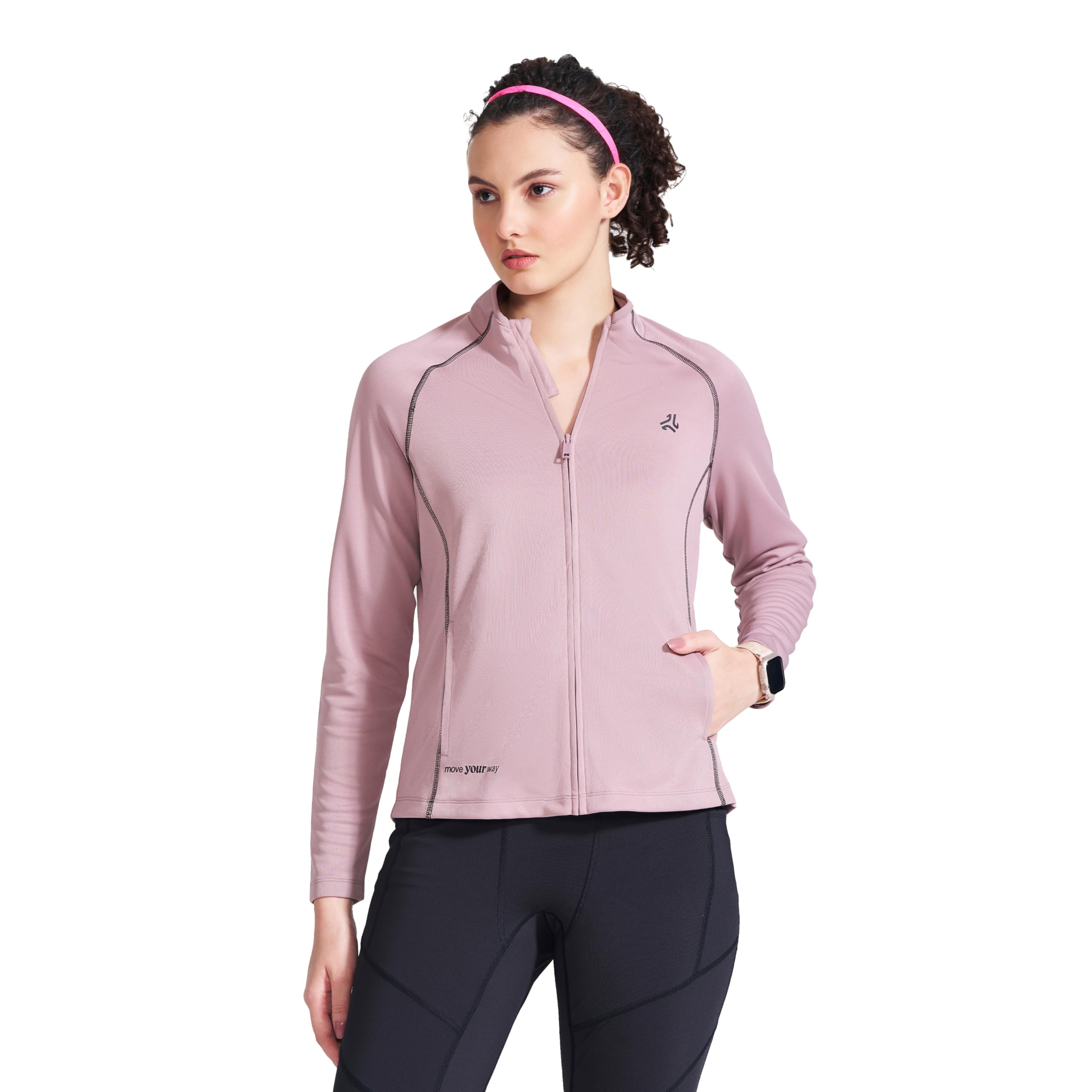 Campus Women Full Zip Dry Fit Track Jacket Mauve