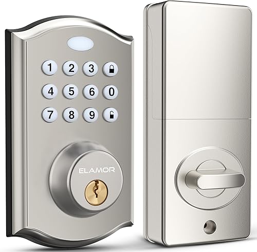Keyless Entry Door Lock - Electronic Door Lock with Keypad, Smart Deadbolt Lock with Auto Lock, Security Waterproof Smart Lock, Easy to Install,
