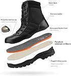NORTIV 8 Bottes de travail des orteils en acier pour hommes - Chaussures de sécurité supportive respirante protection antidérapante en cuir industriel TROOPER-STL
