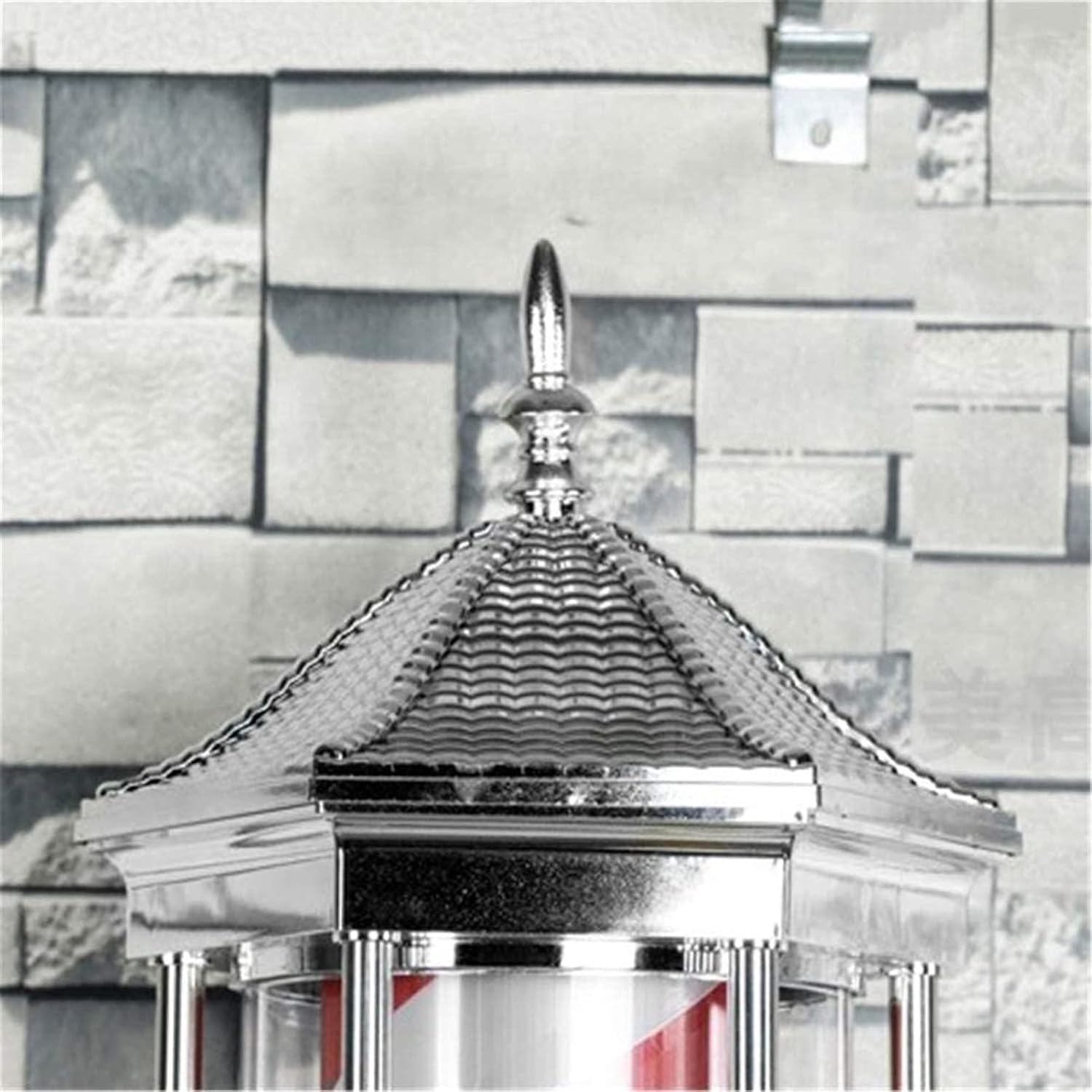 Oświetlenie zewnętrzne LED Solar Security, oświetlenie ogrodzenia, Barber Pole Light, obrotowe i podświetlane, duże, w stylu retro(Nero)