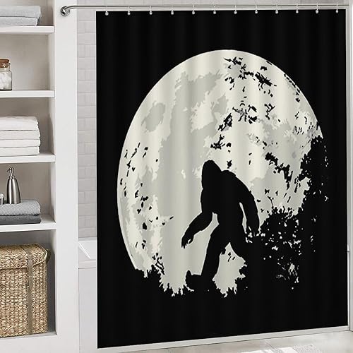 Miniatura 5 de Bigfoot Moon Sasquatch - Juego de 4 piezas de baño con cortina de ducha y alfombras, accesorios de baño, decoración