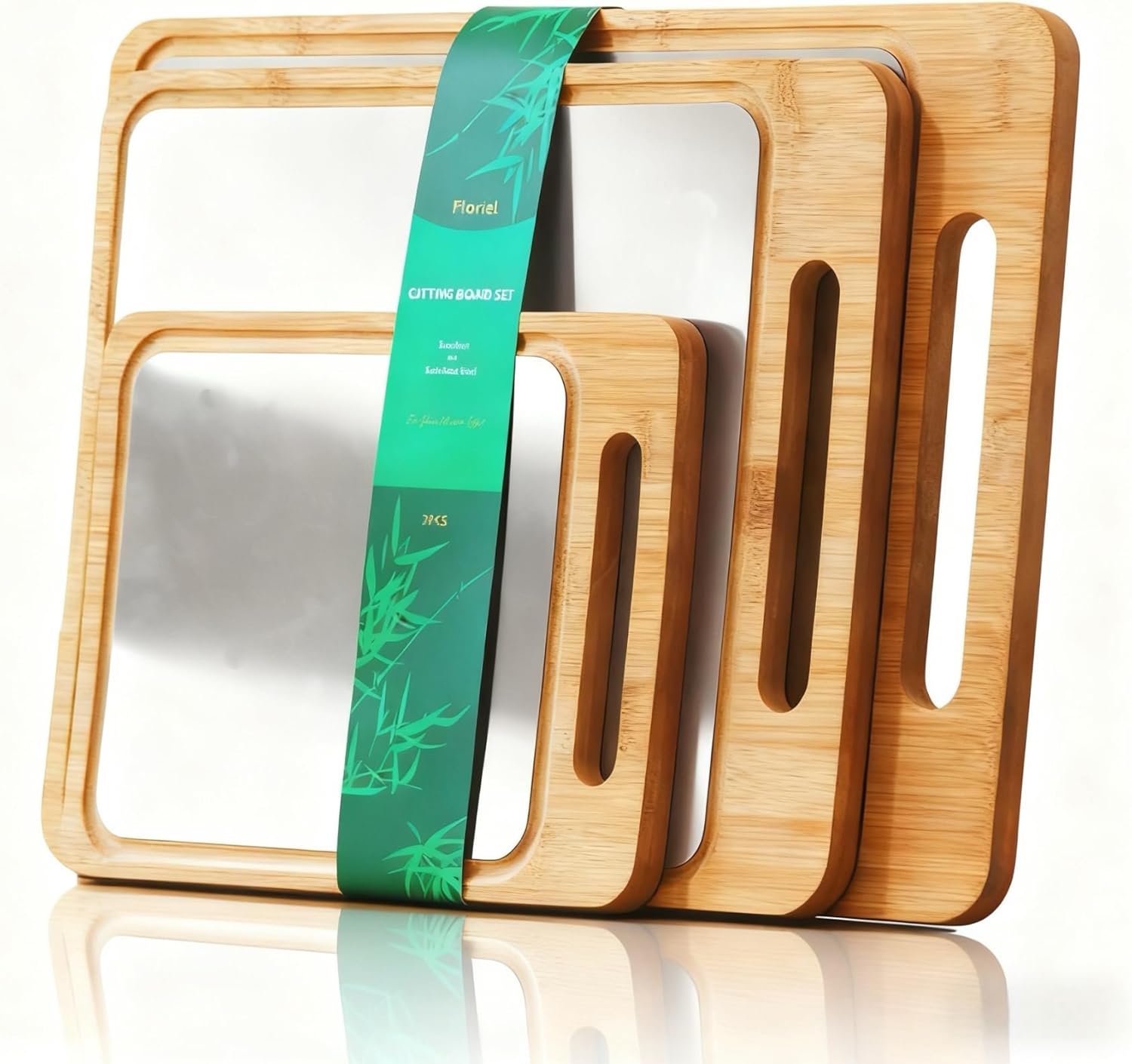 3PCS Dual-Sided Bamboo & Stainless Steel Cutting Board for Kitchen Non-Slip Juice Groove, Cutting Board for Meats, Vegetables & Fruit, Kitchen Gift for Home Chefs Cooking Enthusiasts (M+L+XL)