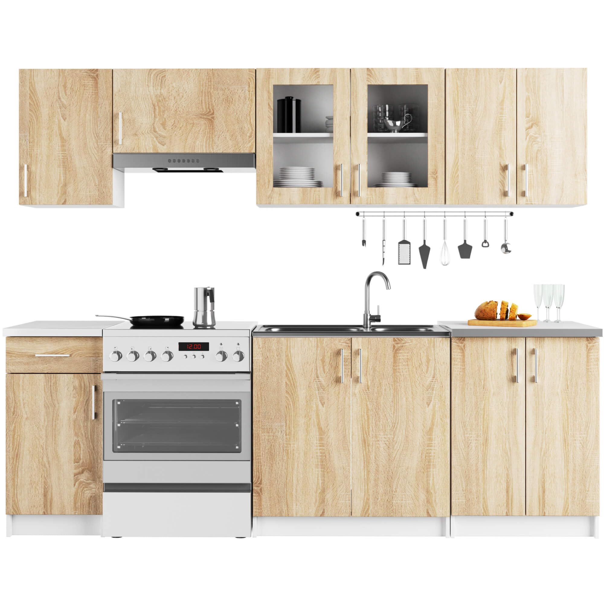 AKORD Küchenschrank Lima | Funktional | Langlebig | Modernes Design | Für große und kleine Küchen | Pflegeleicht | Kombinierbar mit Anderen Möbeln aus der Serie | Weiß | Sonoma-Eiche