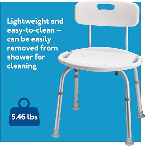 Miniatura 10 de Carex Silla de ducha con respaldo, silla de baño y asiento de ducha para ancianos, discapacitados y discapacitados, 350 libras, fácil montaje