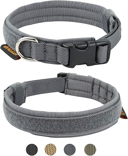 EXCELLENT ELITE SPANKER Collar para perro cachorro collar ajustable de nailon para perros pequeños collar acolchado suave para perro gris-S