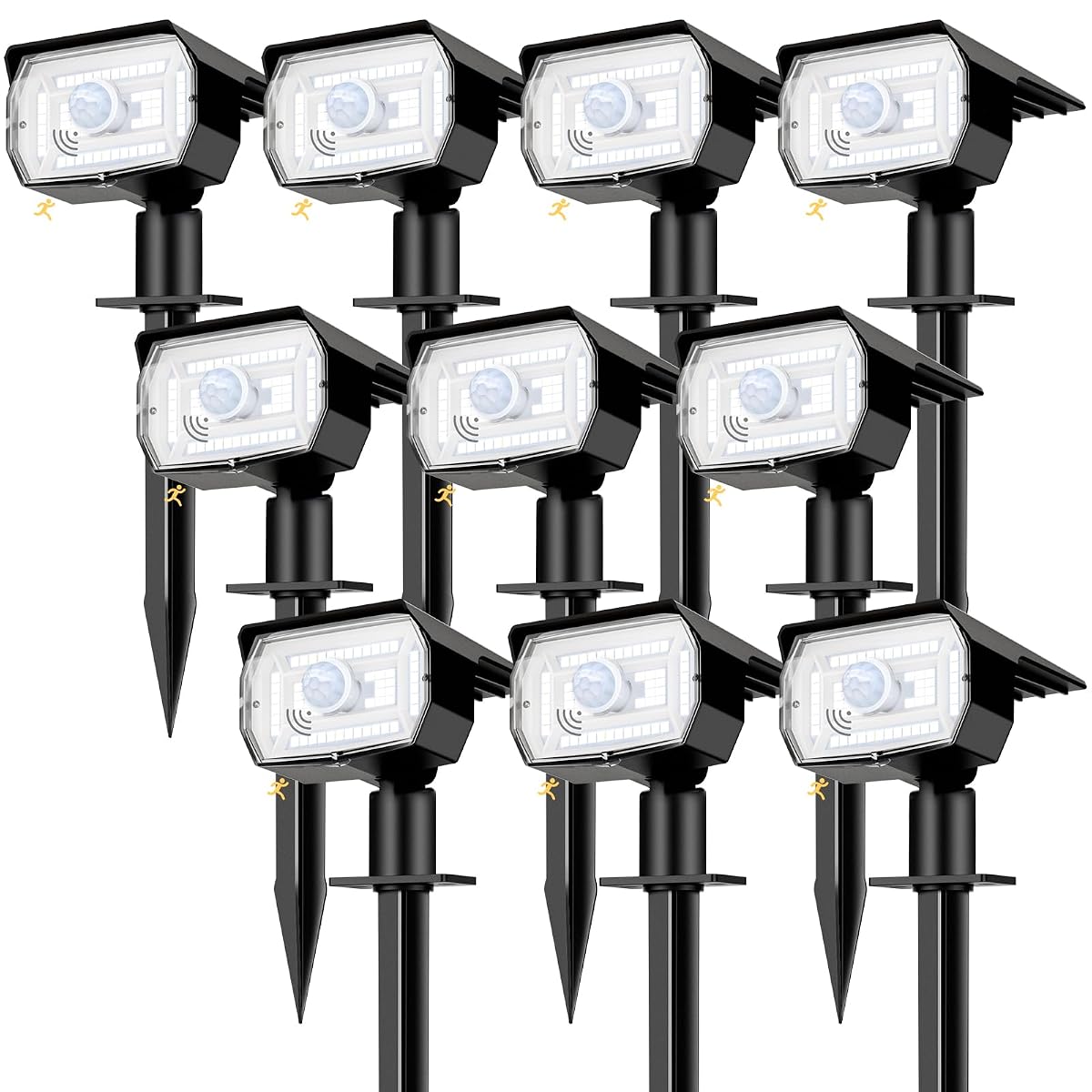 Nipify 10 Pack Solar Lights Outdoor Waterproof, 3 Modes Motion Sensor Spot