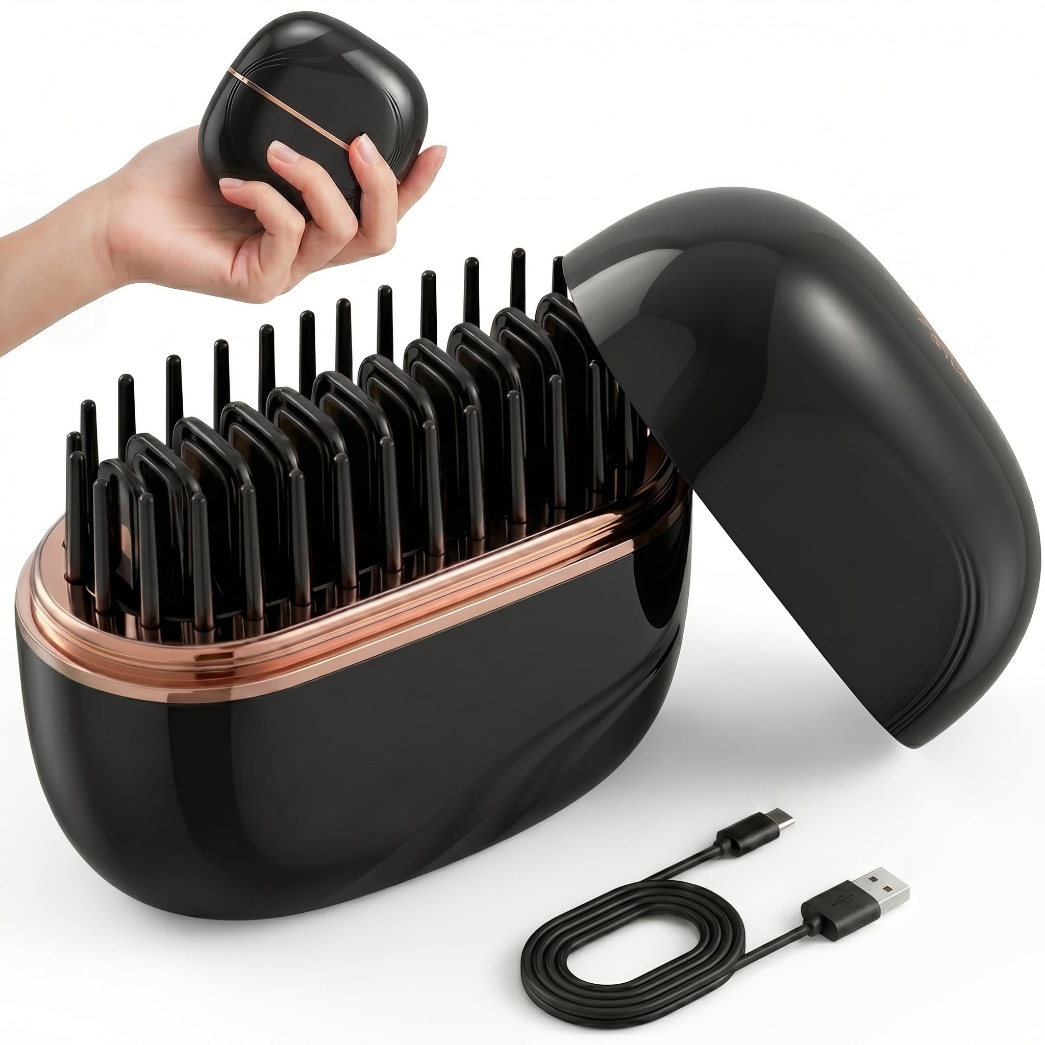 Mini Hair Straightener, Cordless & Portable Hair Straightener with USB-C Charging, 3 Heat Settings & Quick Warm-Up, Compact Design for Home or Travel, Black