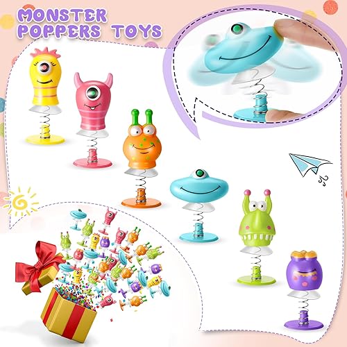 Miniatura 2 de Deekin 24 piezas de juguetes de lanzamiento de primavera de animales de ojo grande  6 estilos de saltos hinchables de fiesta de primavera para niños