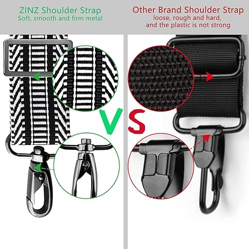 Miniatura 9 de ZINZ Correa de hombro de 79 pulgadas, almohadilla fija extra gruesa y doble cierres, correa de repuesto universal con ganchos giratorios de metal
