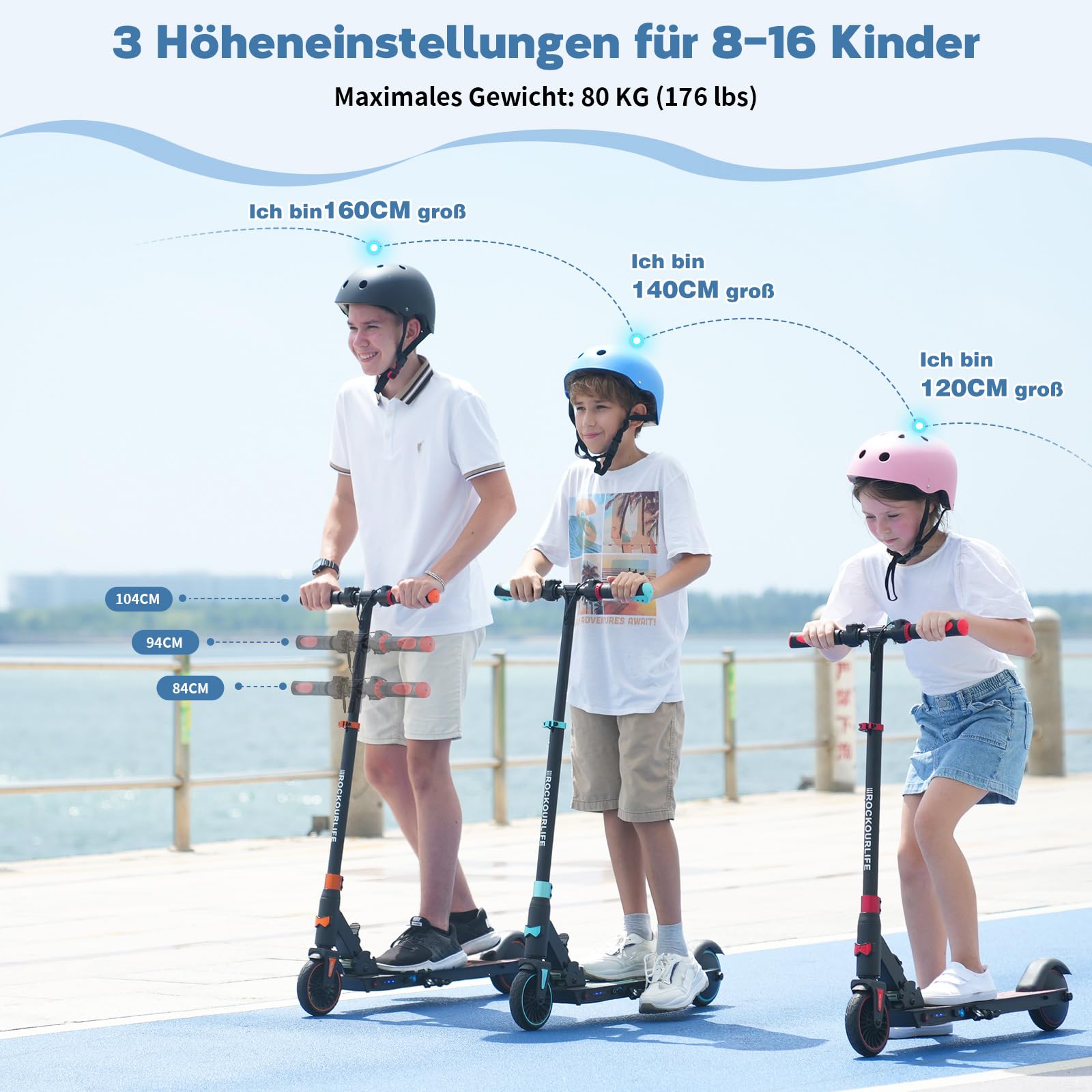 RCB R15 E-Scooter Kinder (8-12-16 Jahre) - bis zu 20 Km/h, Max. Reichweite 16Km, Elektroroller Faltbar für Kinder, Geschenk für Jugendliche
