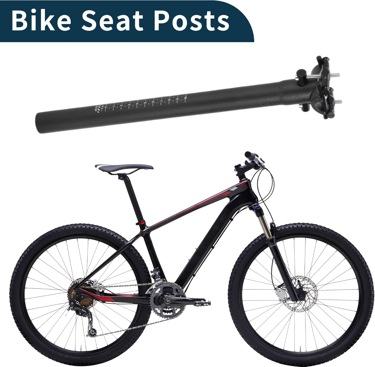 Bike Seat Posts Lightweight Bike Saddle Post Seat Tube Matte Black 1 Pcs 27.2x350mm Carbon Fiber