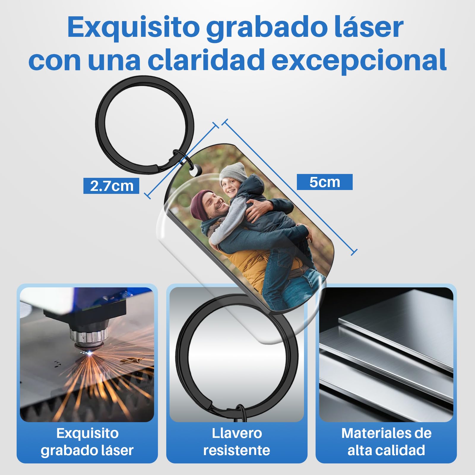 llaveros Personalizados Para el Día Del Padre, Día Del Padre Regalos, llavero Personalizado con Foto Grabada a Aoble Cara, Regalos Personalizados Para Papá - 2