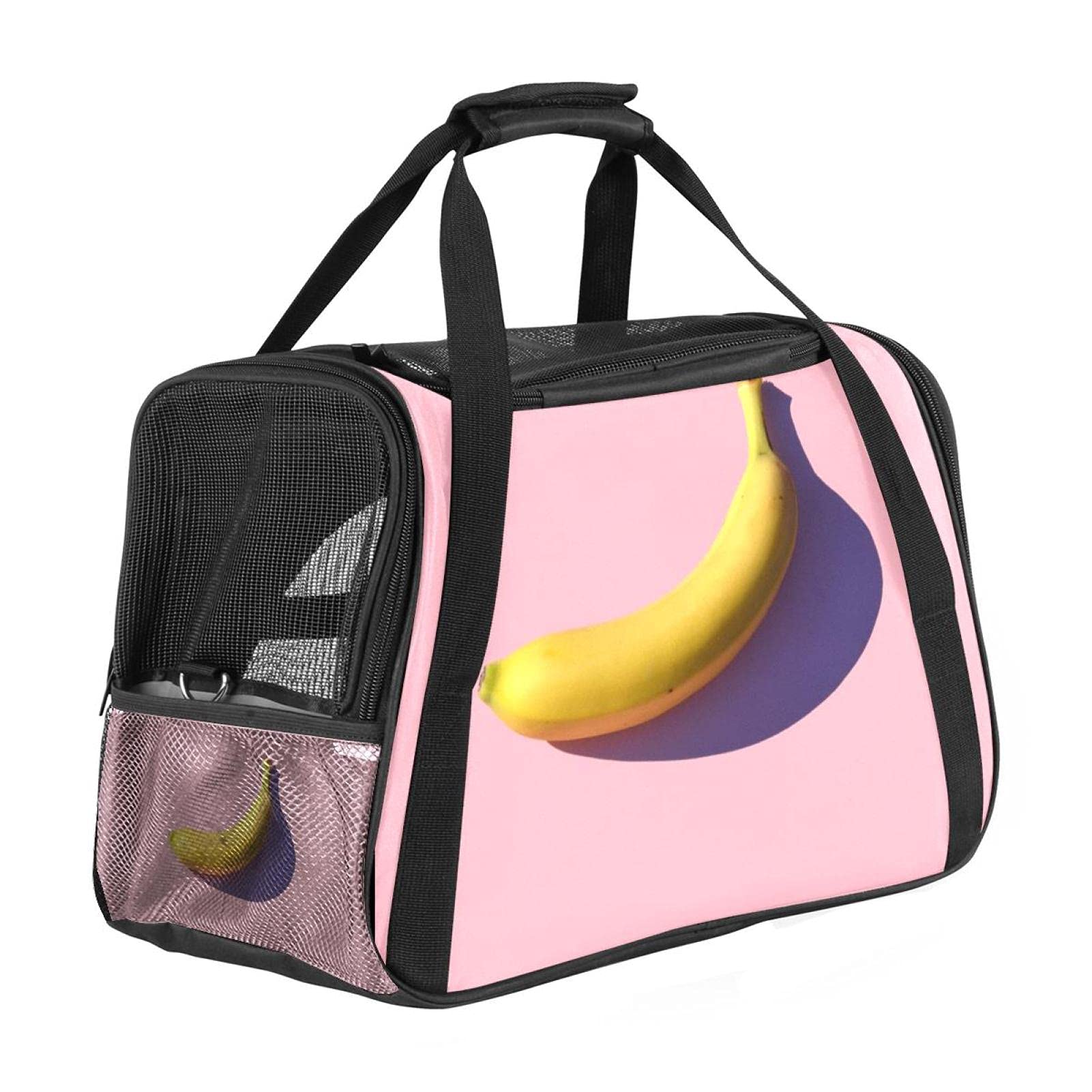 Sac de transport portable avec côtés doux et motif banane pour lapin et chat